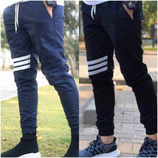 JOGGER แต่งแถบขาว เอว 24- 44 ผอมอวบอ้วน ใส่ได้ ราคาโปรสินค้าใหม่