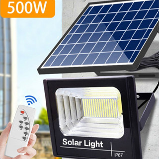 500W ไฟโซล่าเซลล์ กันน้ำกลางแจ้ง ป้องกันฟ้าผ่า Solar light แสงสีขาว สว่างอัตโนมัติเมื่อฟ้ามืด aries004