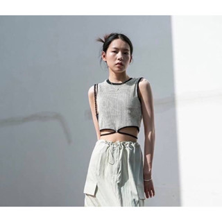 เสื้อครอปแขนกุด ผ้าพรีเมียมอีกแล้วค่ะ มี textureในตัว