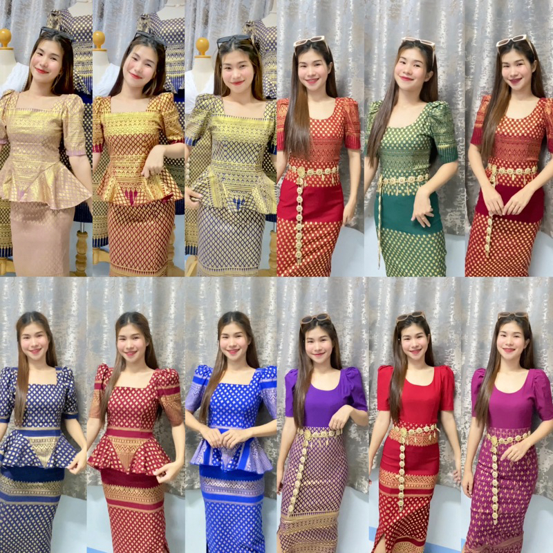 ชุดเซ็ท เสื้อสกินนี่+ผ้าถุง แถมฟรีเข็มขัด