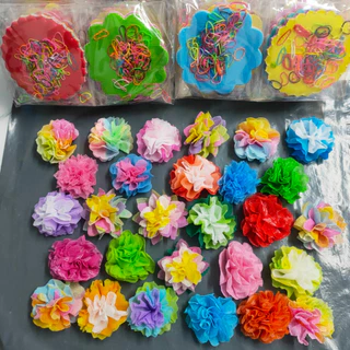 แบบ100แผ่น/ถุง คละสี คละลาย สีรุ้ง กระดาษสาห่อเหรียญโปรยทาน (พร้อมยางรัดสีสวย)งานบวช งานทำบุญ งานศพ