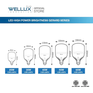 WELLUX หลอดไฟไฮเพาเวอร์กำลังวัตต์สูง 25W 35W 45W 55W 65W แสงขาว LED HIGH POWER GERARD SERIES ขั้วE27