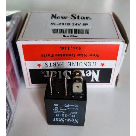 รีเลย์แอร์ 5 ขา 12v. และ  24 V. 10/20A. 2หน้า  New-Star ราคาต่อ 1ตัว