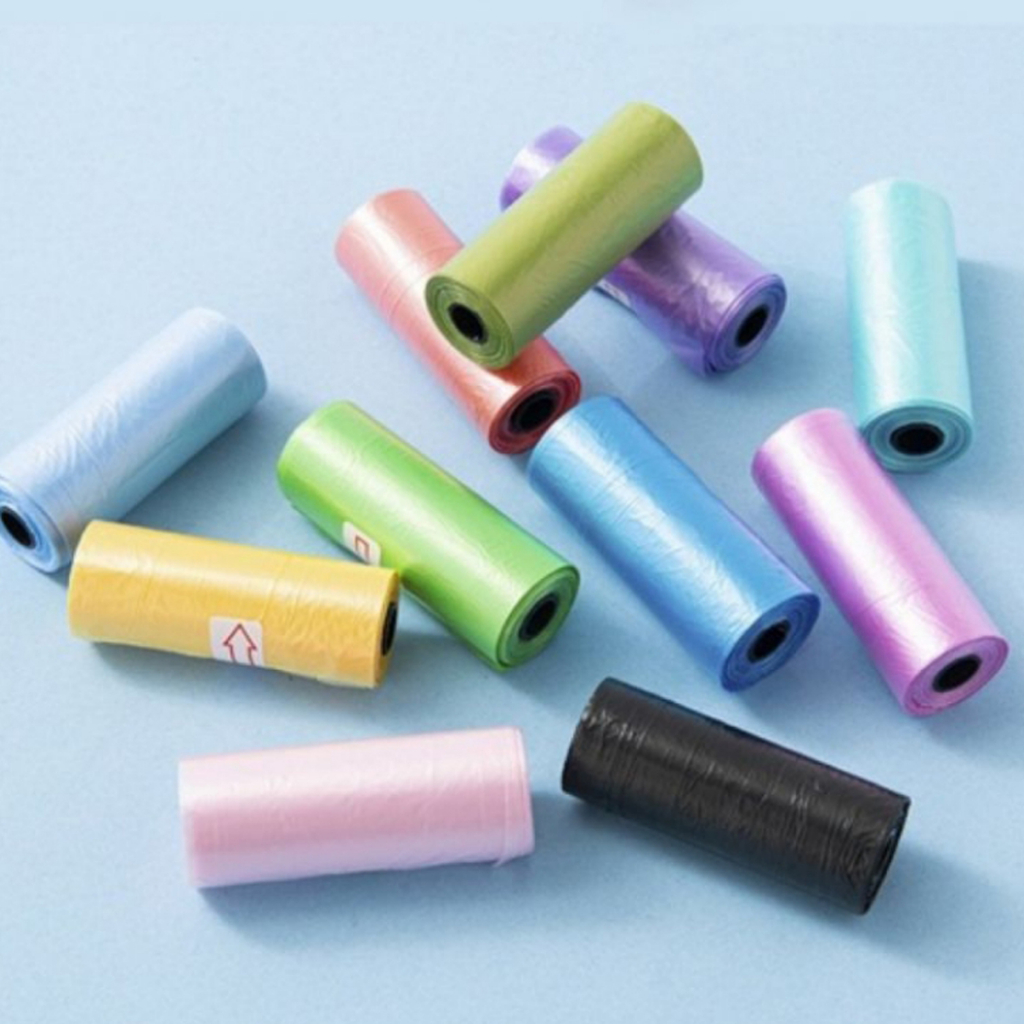 ถุงเก็บอึ สุ่มสี 15pcs ถุงเก็บอึแมวมูลสุนัขแบบพกพา สะดวก