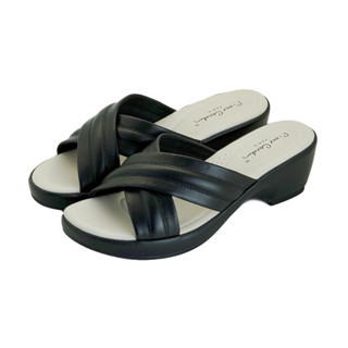 Pierre Cardin รองเท้าผู้หญิง รองเท้าแตะ รองเท้าแตะเพื่อสุขภาพ นุ่มสบาย ผลิตจากหนังแท้  สีดำ รุ่น 53BS151