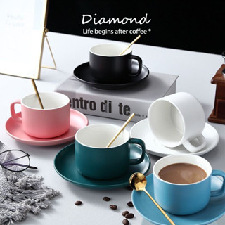 ❤ Diamond Coffee ถ้วยกาแฟ แก้วกาแฟ ชุดถ้วยชาเซรามิกคุณภาพ คาปูชิโน่ อเมริกาโน่ coffee cup tea cup UJL9