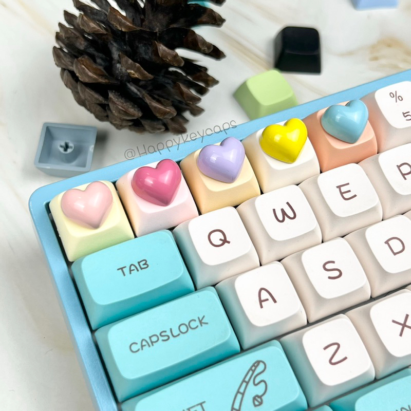 คีย์แคปหัวใจนูนน่ารักๆ เรซิ่น resin Keycap Handmade Artisan Heart keycaps ปุ่มกดคีย์บอร์ด Custom