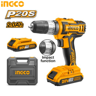 INGCO สว่านกระแทก ไร้สาย 20 โวลท์ (แบต 2 ก้อน + แท่นชาร์จ) รุ่น CIDLI200215 ( Lithium-Ion Cordless Drill ) B