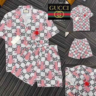 ชุดเซท Gucci 🍍 เสื้อเชิ้ต + กางเกงขาสั้น 🩳 Hiend 1:1 Cotton 💯