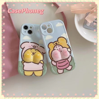 🍑CasePhoneg🍑ป้องกันการหล่น ขอบเต็ม iPhone 11 14 pro max รูปแบบสามมิติ รุ่นคู่ น่าสนใจ น่ารัก case for iPhone 12 13