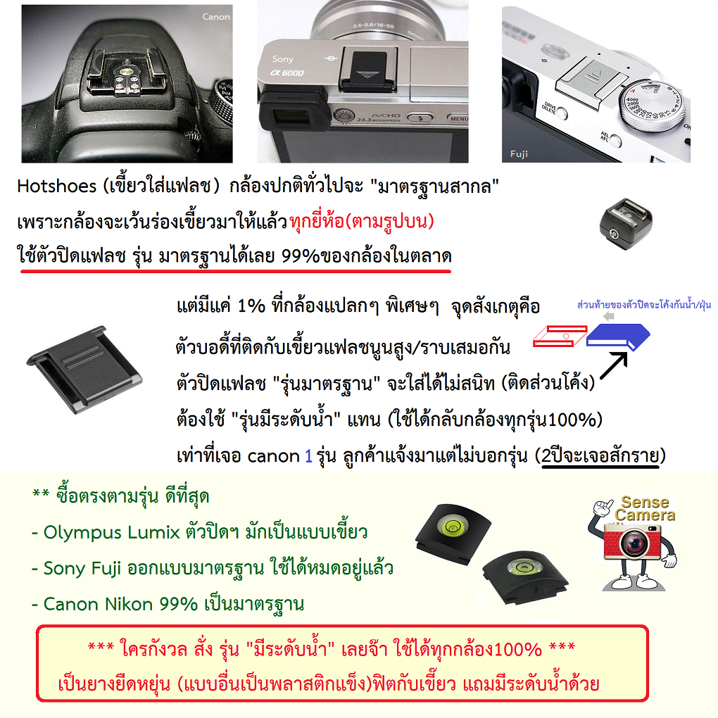 ส่งด่วน! Hotshoe Cover 5 รุ่น - แบบระดับน้ำ - เขี้ยว - มาตรฐาน ถูก - ปิดแฟลช hot shoe แฟลช กล้อง ปิดช่องแฟลช flash canon