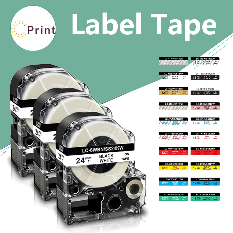 Label Tape SS12KW For Epson LW-Z700FK LW-Z900FK OK200 OK300 OK500P OK720 OK900P SR150 SR-R170V SR180