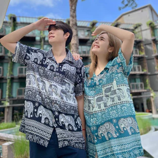 [งานไทย🇹🇭]เสื้อฮาวาย เสื้อลายช้าง ยอดฮิต ติดลมบนมากๆ ทีหลายไซส์ให้เลือก