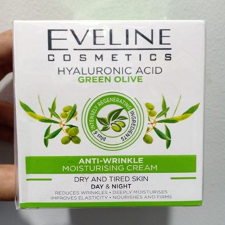 (Exp.09/24)Eveline HYALURONIC ACID GREEN OLIVE Anti-Wrinkle Day&amp;Night Cream 50ml