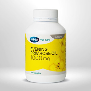 MEGA We care เมก้าวีแคร์ Evening primrose oil 1000 mg (100 s)น้ำมันอีฟนิ่งพริมโรส 1000 มก. ผลิตภัณฑ์เสริมอาหาร 100 เม็ด