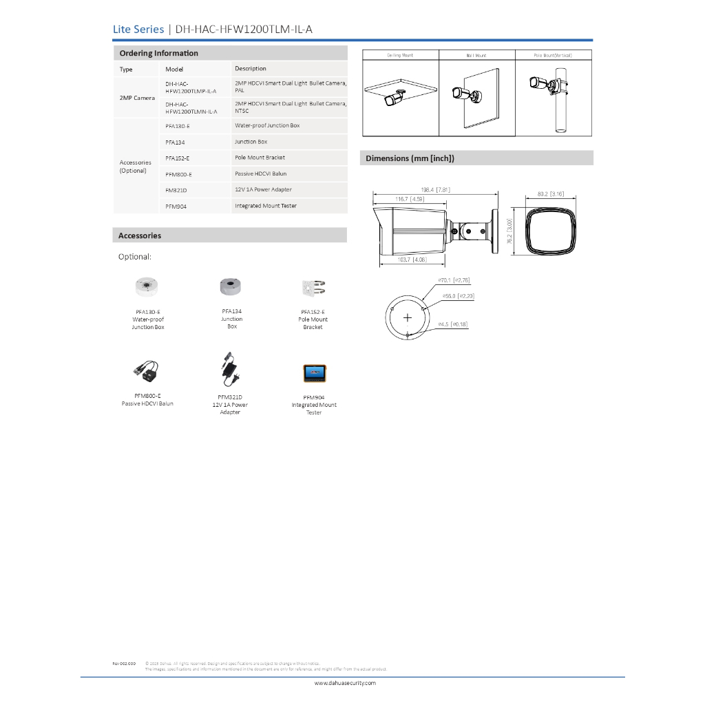 DAHUA กล้องวงจรปิด 2MP มีไมค์ในตัว รุ่น HAC-HFW1200TLMP-IL-A เลนส์ 3.6mm BY N.T Computer