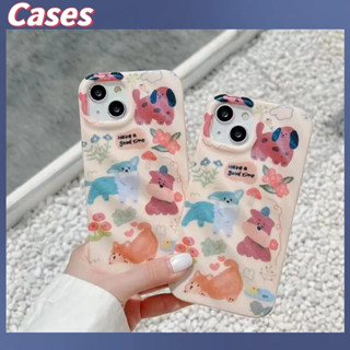 คูปองเคลม🎀เคสไอโ case for iphone 11 12 การ์ตูนสุนัขดอกไม้แวววาว เคส 14 13 12 11 pro max เคสโทรศัพท์มือถือที่สร้างสรรค์