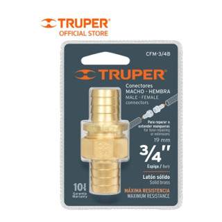 TRUPER 12708 ข้อต่อตรงทองเหลืองตัวผู้/เมีย 3/4 นิ้ว (CFM-3/4B)