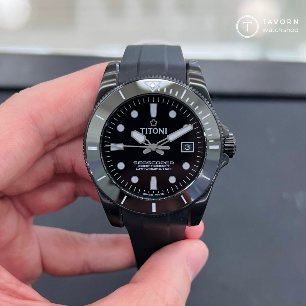 นาฬิกา Titoni Luxury Gents Watch - SEASCOPER 300 รุ่น 83300 B-BK-R-716