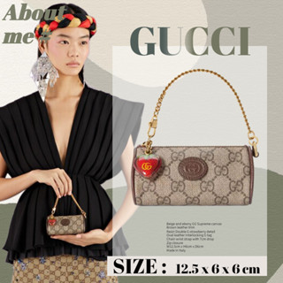 🍓Gucci Coin purse with Double G สตรอเบอร์รี่/กระเป๋าใส่เหรียญสุภาพสตรี / mini box bag