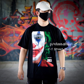 เสื้อยืด Joker ครึ่งหน้า โจ๊กเกอร์ สีดำ/ขาว ผ้าคอตตอน100% ไซส์M-3XL