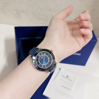 💙💙⌚💥นาฬิกาข้อมือ มาใหม่สีน้ำเงิน สวยหรูมากNEW SWAROVSKI Ladies Octea Lux Rose Gold Plated Blue Watchคริสตัลขอบน้ำเงิน