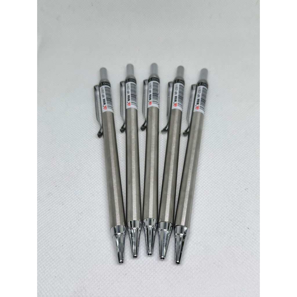 ดินสอกดไส้ 2มม. 2B มีกบเหลาในตัว (MP-23011) ดินสอกด สีเงินน้ำหนักดี ใช้ทำข้อสอบได้