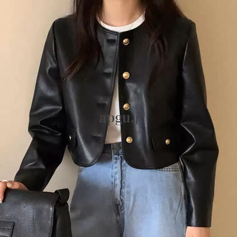 มาใหม่พร้อมส่ง (AP017) Black leather cardigan เสื้อคลุม ออฟฟิศ ทำงาน สไตล์เกาหลี