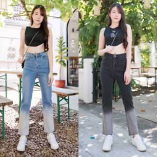 Two tone jeans : กางเกงยีนส์ขากระบอก สีทูโทน เก๋มากๆ✨