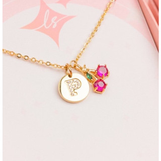 [Code: ‘KBKQR ลด 130.-] LELISA - Cherry Necklace - สร้อยเชอร์รี่ประดับคริสตัลสี - สี Gold เงินแท้ 92.5% ชุบทอง 18K