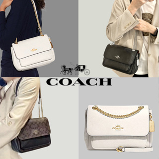 COACH／Klare 26／โลโก้คลาสสิกพิมพ์ลายตัวอักษรทั้งตัวปิดด้วยหัวเข็มขัดแบบฝาพับ／กระเป๋าสะพายไหล่แบบพกพา／ขนาดกลาง／