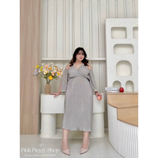 🔥Plussize🔥เดรสคนอ้วน🔥 Freesize 40-60    เอว  28-50