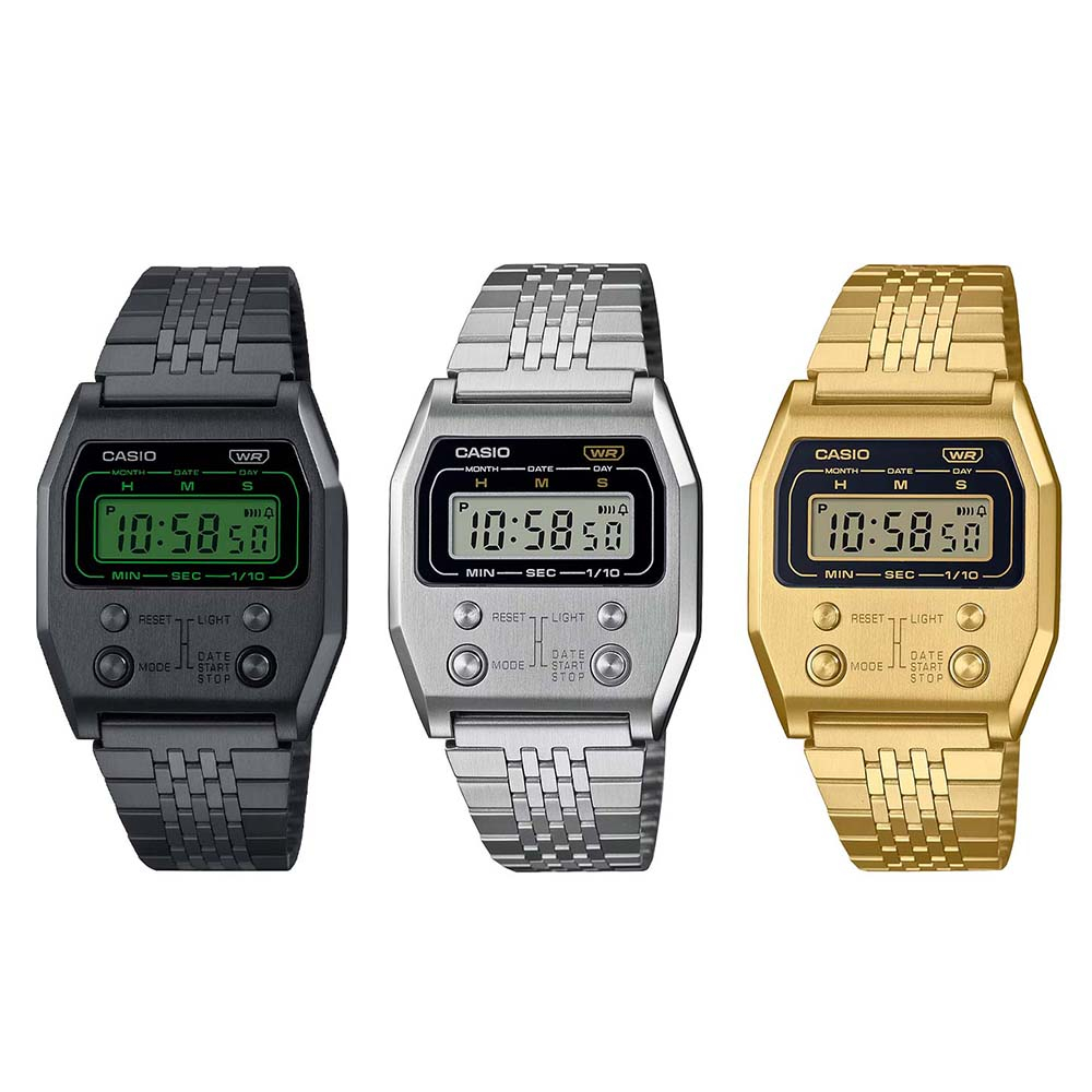 Casio Standard นาฬิกาข้อมือผู้หญิง สายสแตนเลส รุ่น A1100,A1100B,A1100D,A1100G (A1100B-1,A1100D-1,A1100G-5)