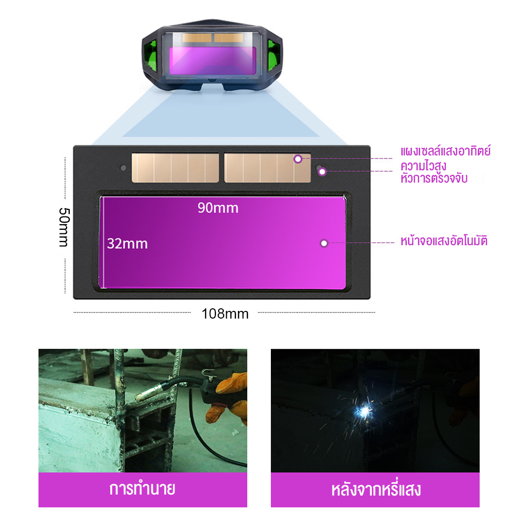(คุ้มครองแรงงาน) แว่นตาเชื่อม แว่นเชื่อม ปรับแสงออโต้ เชื่อมได้ทั้งวันไม่ปวดตา ได้ทั้งสวมและคาดหัว รุ่น - รูปที่ 2