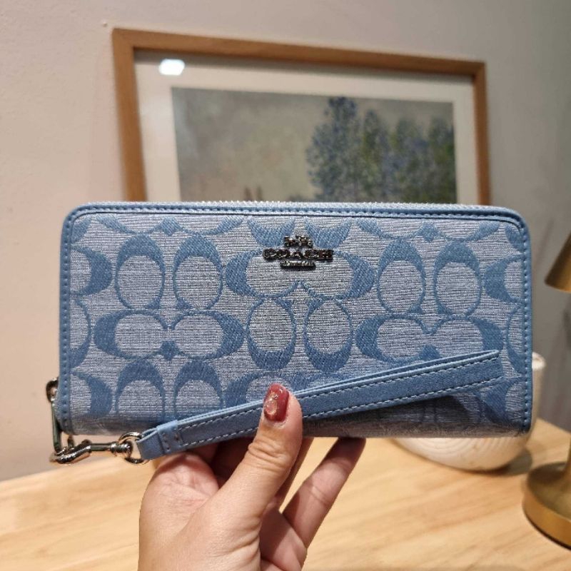 ส่งฟรี✨️ กระเป๋าสตางค์ ใบยาว สีฟ้า coach ผู้หญิง กระเป๋าเงิน น่ารัก