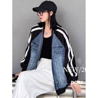 🌈🌿🌼🌺🌸💙🤎🇰🇷 Jeans Patch Black Rim Stripe Jacket