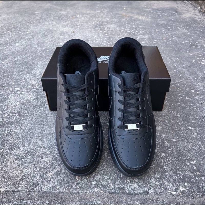 มีกล่อง📦 รองเท้าผ้าใบดำล้วนใส่ทำงาน รุ่น Force 1 รองเท้าผ้าใบผู้ชาย