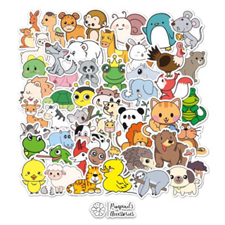 ʕ •ᴥ•ʔ ✿ พร้อมส่ง : สติ๊กเกอร์กันน้ำลายการ์ตูนสัตว์ต่างๆ | Animal Cartoon Waterproof Decoration Sticker Set.