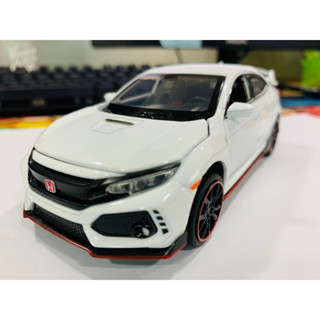 1: 64 Diecast รุ่นสำหรับ Honda Civic Type R FK8 สีขาว ไม่มีกล่อง