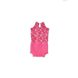 🇬🇧 Happy Nappy Costume Pink Sakura ชุดว่ายน้ำเด็กหญิงเก็บอุณหภูมิ Size L (สำหรับอายุ 8-14 เดือน)