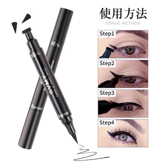 S-20🌟2 in 1 อายไลเนอร์ กันน้ํา หัวใหญ่ ปากกาอายไลเนอร์ แสตมป์สองหัว กันน้ำ ติดทนนาน แห้งเร็ว