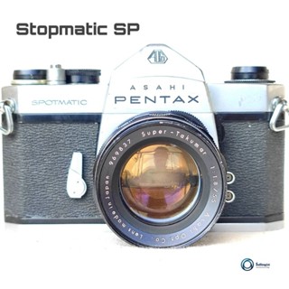 กล้องฟิล์ม SLR ยี่ห้อ Asahi Pentax  Stopmatic Sp บอดี้เงิน-ดำ พร้อมเลนส์ Super Takumar 55mm F1.8 portrait