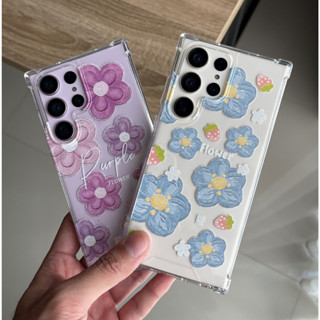 เคสใสดอกไม้  รุ่น Samsung S/Note Series (เคสมือถือซัมซุง) ดอกฟ้า/ดอกม่วง