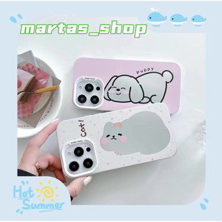 ❤️ส่งของขวัญ❤️ เคสไอโฟน 11 12 13 14 Pro Max สไตล์คู่รัก การ์ตูน พื้นผิวกระจก ความนิยม ฤดูร้อน Case for iPhone สาวน่ารักห