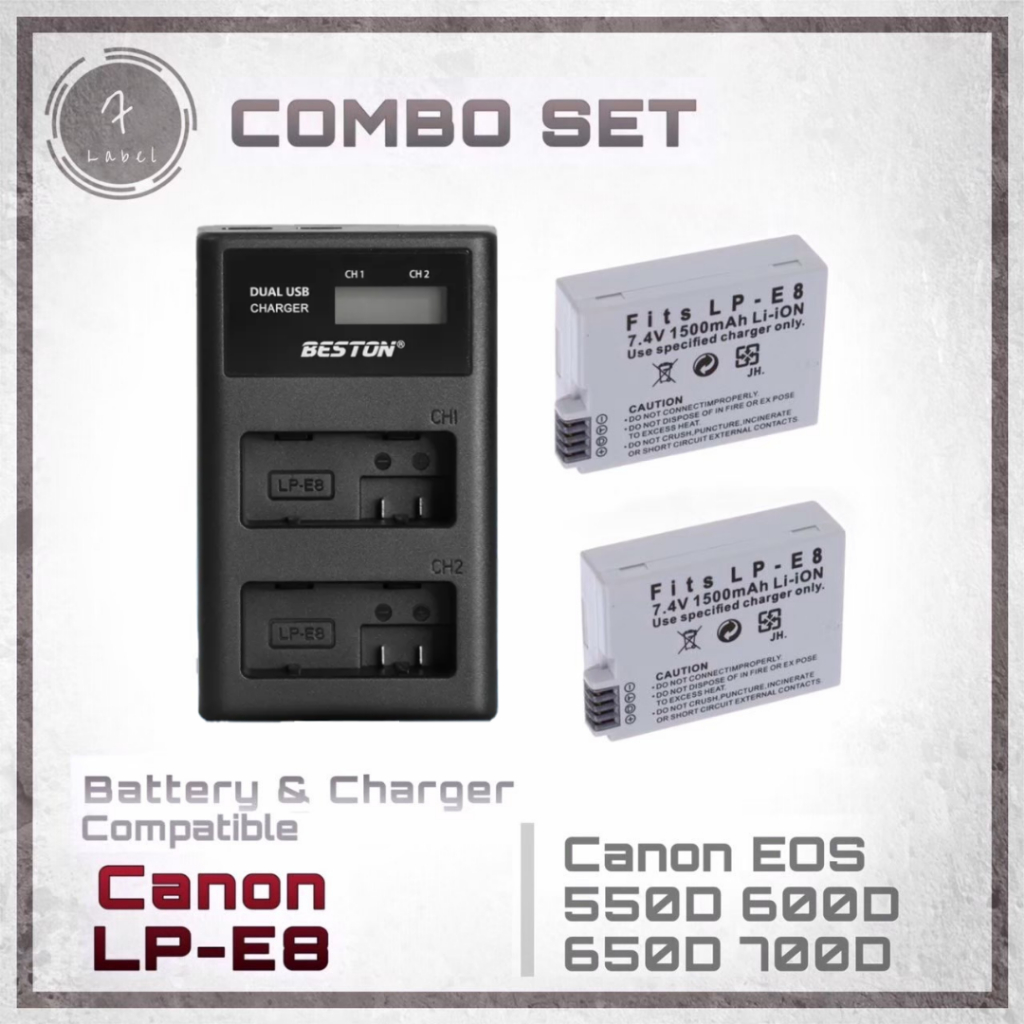 แบตกล้อง Canon LP-E8 + แท่นชาร์จ(แถมถุงผ้า) สำหรับกล้อง Canon EOS 550D 600D 650D 700D