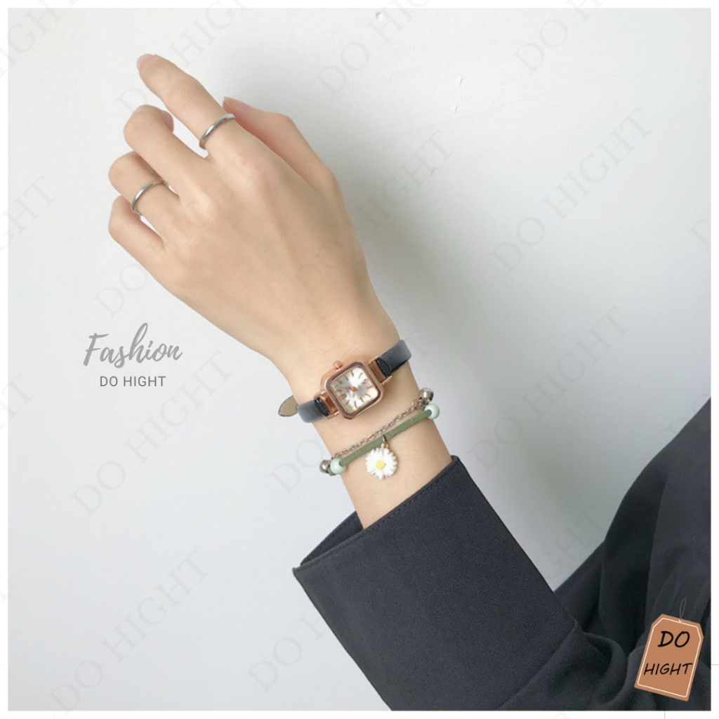 พร้อมส่ง⚡ มีเก็บเงินปลายทาง💸 นาฬิกาข้อมือผู้หญิง มี 2 สี สไตล์วินเทจ มินิมอล ขนาดรอบข้อมือไม่เกิน 17 ซม. : Do hight