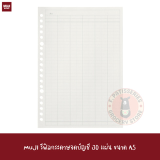 MUJI รีฟิลกระดาษจดบัญชี 30 แผ่น ขนาด A5 Notebooks・Schedules Loose Leaf Paper Budget Book refill