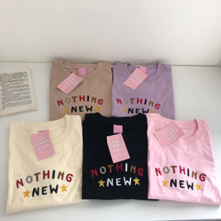 S280 เสื้อยืด oversize ผ้าคอตตอน สไตล์มินิมอล ปัก nothing new