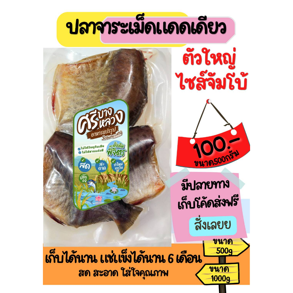 ปลาจาระเม็ดแดดเดียว ไม่ใส่สี ไม่ใส่สารกันบูด ออร์แกนิก