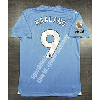 [Player] - เสื้อฟุตบอล แมนซิตี้ Home เหย้า 2023/24 เกรดนักเตะ อาร์ม EPL เบอร์ชื่อ 9 HAALAND 10 GREALISH 17 DE BRUYNE